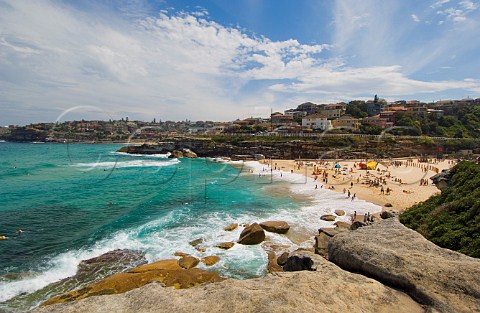 Tamarama Beach in summer during Sculpture by the Sea exhibition Sydney New South Wales Australia