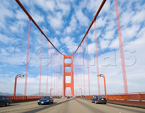 Crossing the Golden Gate Bridge San Francisco California USA