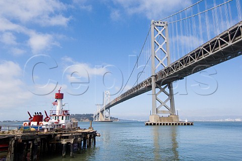 The Bay Bridge from the Embarcadero San Francisco California USA