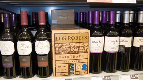 Los Robles bag in box wine on sale in an English supermarket