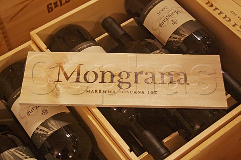 Cases of Mongrana a wine from the Maremma produced by Querciabella Tuscany Italy
