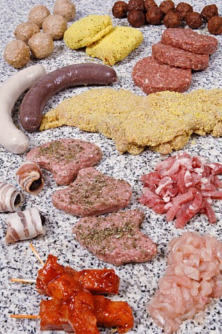 Selection of prepared raw meats