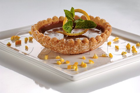 Chocolate orange mousse in a tart