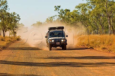 4WD on dusty Gibb River Road Kimberley Region Western Australia