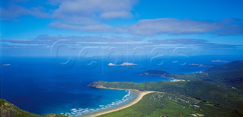 View from Mount Oberon over Norman Bay Wilsons Promontory National Park Victoria Australia