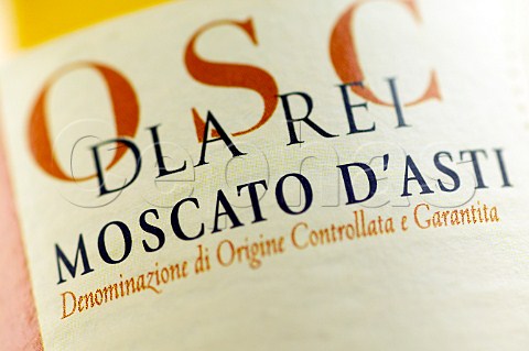 Detail of a bottle of Moscato DAsti Bosc dell Rei Batasiolo winery Piemonte Italy Moscato dAsti