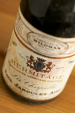 Bottle of 1961 Jaboulet La Chapelle cellar of Palais Coburg Vienna Austria