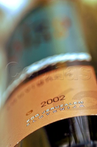 Label on bottle of Kog Jeruzalem wine Slovenia 