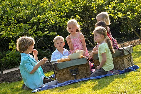Young children enjoying a picnic