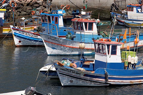 Fishing boats in harbour at Vila Nova de Milfontes Odemira Portugal