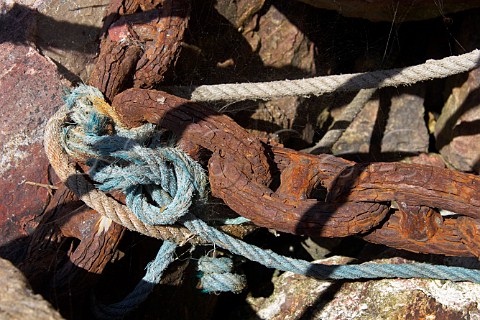 Mooring ropes and rusty chains Vila Nova de Milfontes Odemira Portugal