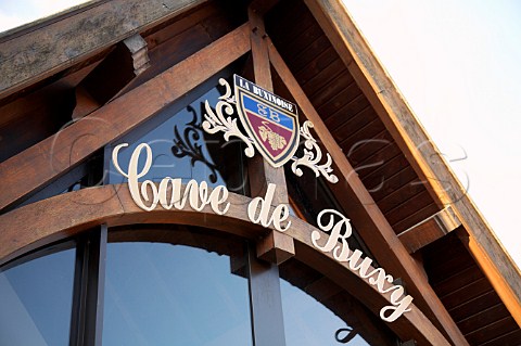 Sign above entrance to La Buxynoise winery cooperative Cave de Buxy  Buxy SaneetLoire France Montagny  Cte Chalonnaise