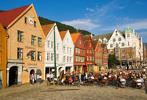 Old buildings at Bryggen The Wharf Bergen Norway