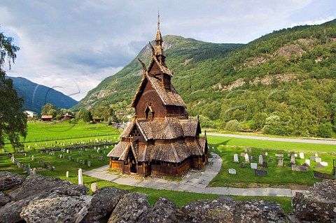 Borgund Stave Church best preserved in Norway built c 1180 Laerdale Commune Norway