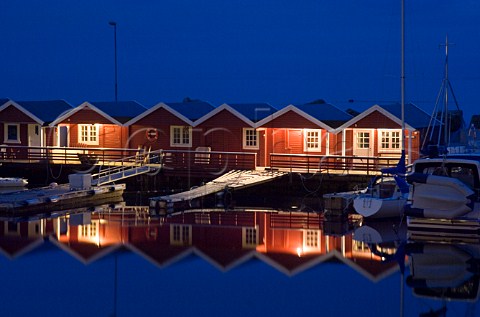 Seahouses on the marina at dusk Bod northern Norway