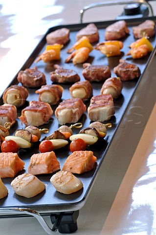 Surf and turf platter being grilled using Mycryo