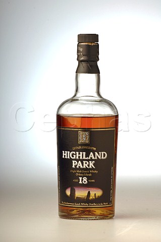 Bottle of Highland Park Scotch whisky Orkney Islands Scotland