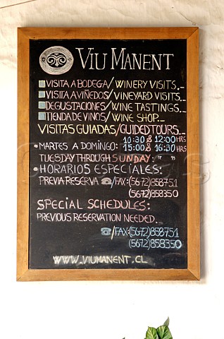 Tourist sign at Viu Manent winery Colchagua Valley Chile