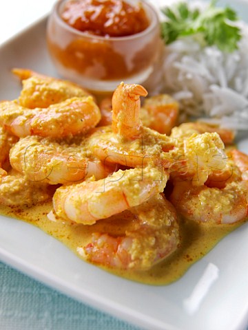 Spicy prawns and rice