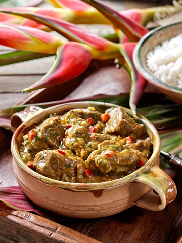 Bowl of caribbean goat curry