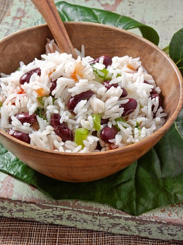 Bowl of caribbean rice and peas