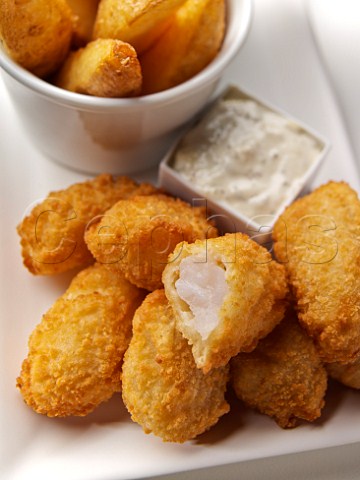 Scampi and potato wedges