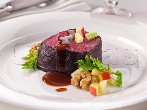 Medallion of venison with red wine marinade