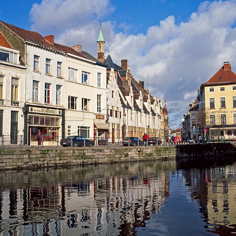 Canal in the center of Ghent Flanders Belgium