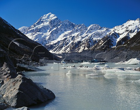 Mount Cook and Hooker Lake Southern Alps South Island New Zealand
