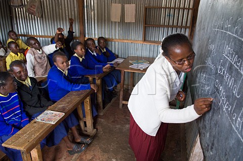 Orphans having lessons at a primary school in Ruiru Kenya