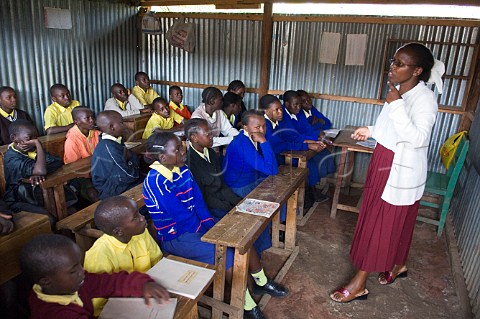 Orphans having lessons at a primary school in Ruiru Kenya
