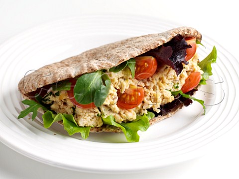 Houmous and salad in pitta bread