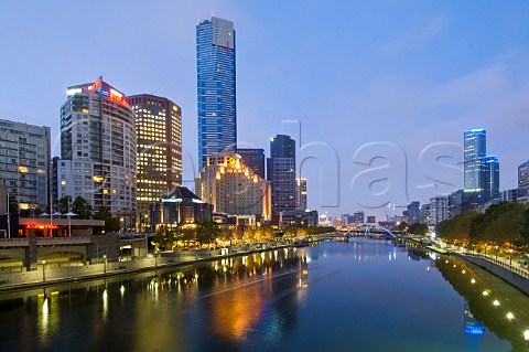 Melbourne skyline and Yarra River at dawn Victoria Australia