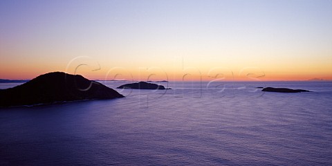 Dawn over islands off Shoal Bay New South Wales Australia