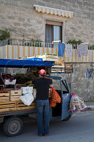 Delivering vegetables in Favignana Island near Trapani Sicily Italy