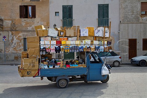 Mobile market stall Favignana Favignana Island Sicily Italy