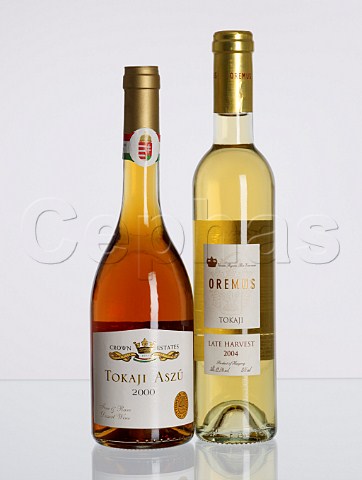 Two bottles of Tokaji Crown Estates 2000 and Oremus 2004 Hungary