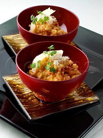 Two bowls of crab risotto