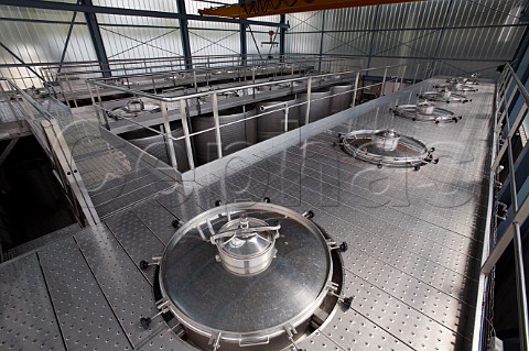 Stainless steel fermentation tanks of Bodegas Mauro Tudela de Duero  near Valladolid Castilla y Len Spain