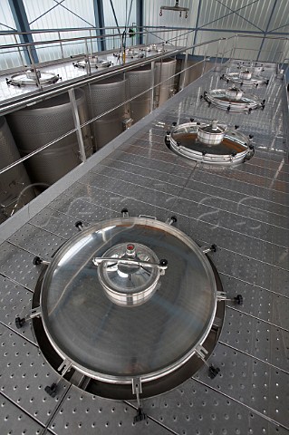 Stainless steel fermentation tanks of Bodegas Mauro Tudela de Duero  near Valladolid Castilla y Len Spain