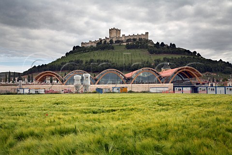 New winery of Bodegas Protos being constructed 2008 below the castle of Peafiel  Castilla y Len Spain Ribera del Duero