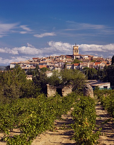 Village of Sablet viewed over vineyard Vaucluse France Sablet  Ctes du RhoneVillages