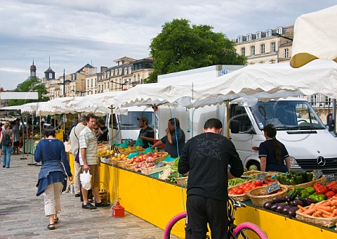 Vegetable stall at the openair market on Quai des Chartrons Bordeaux Gironde France