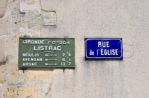 Sign in ListracMdoc giving distances in kilometres to other villages Gironde France Mdoc  Bordeaux