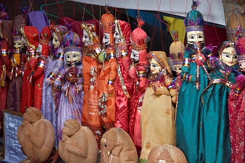 Indian handicrafts for sale  Traditional cloth dolls and carved coconuts Fort Cochin Kochi Cochin Kerala India