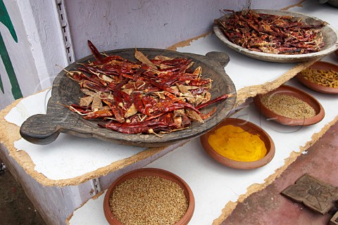 Spices for sale outside the Spice Market in Jew Town Mattancherry Kochi Cochin Kerala India