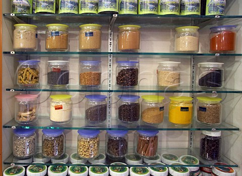 Spices for sale inside the Spice Market in Jew Town Mattancherry Kochi Cochin Kerala India