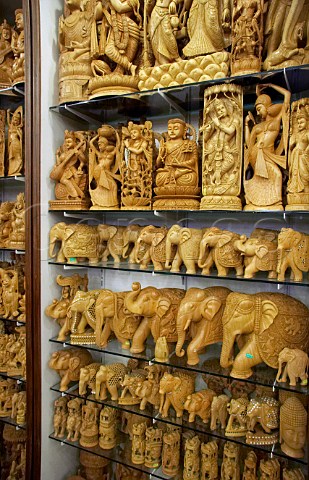 Indian wood carvings for sale in Euphoria Arts Emporium Government of India recognised shop in Jew Town Mattancherry Kochi Cochin Kerala India