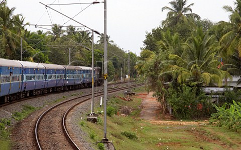 Train enroute between Kochi Cochin and Kannur Cannanore Kerala India