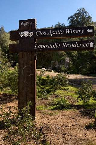 Sign on the Clos Apalta estate of Casa Lapostolle Colchagua Valley Chile
